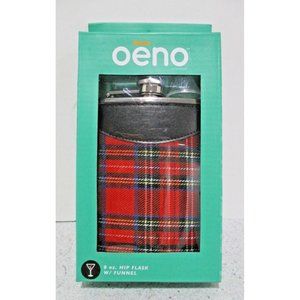 *oeno TARTAN Hip Stainless Steel Flask with Funnel - 8 oz. - NIB